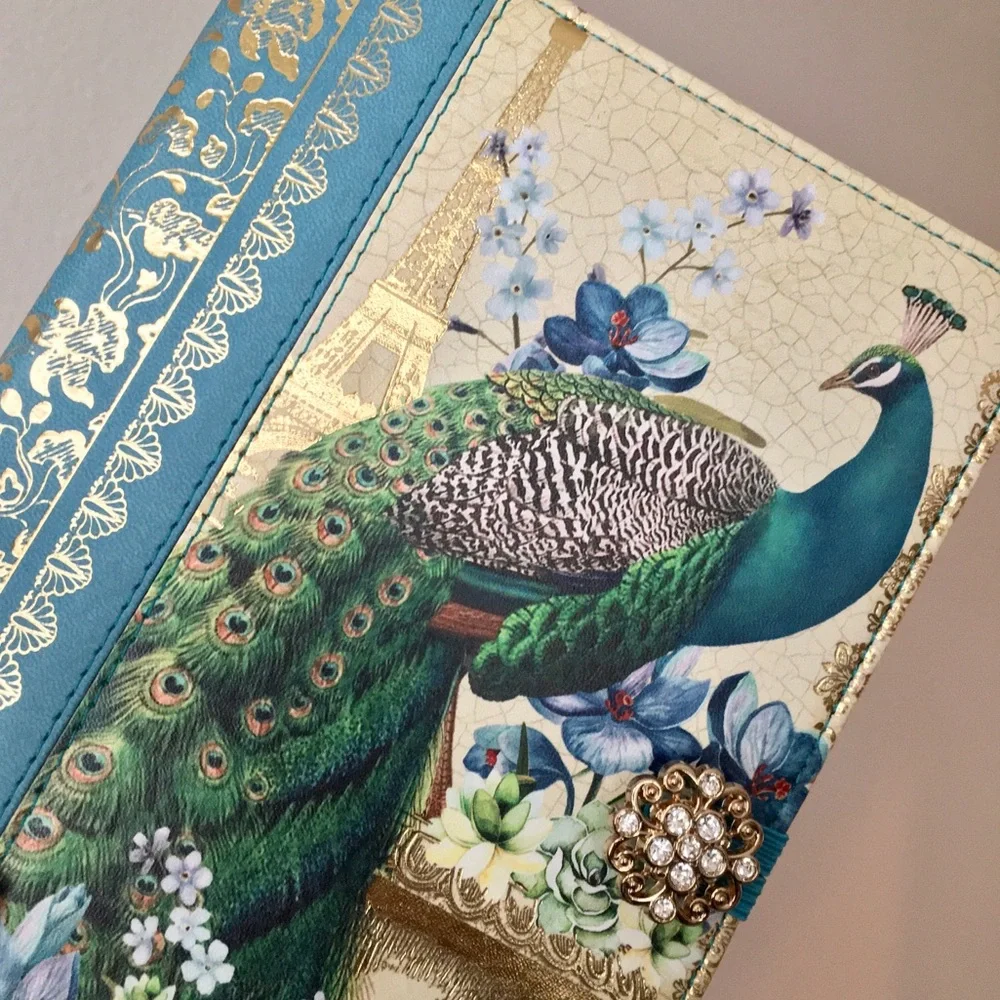 Vegan Leather Embellished Peacock Notebook